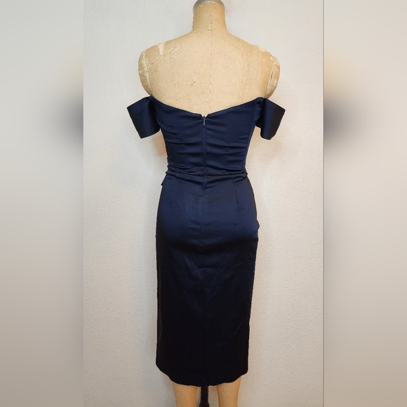 Dress The Population Navy Satin Alani Sheath Dress - Picture 8 of 10